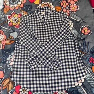 J. Crew navy and white plaid button up